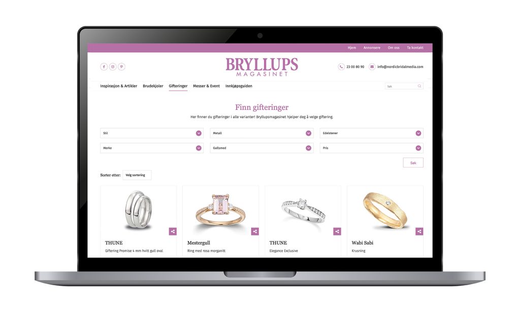 Bryllupsmagasinet - produktsøk Gifteringer