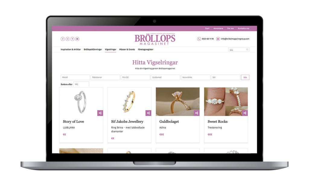 Bröllopsmagasinet Produktsök vigselringar